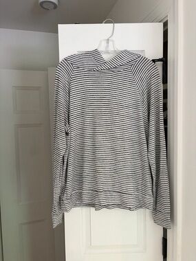 GAP Black & White Striped Pullover Hoodie